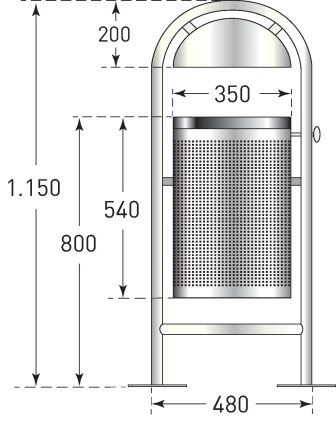 Traffic Line Stainless Steel Litter Bin Dimensions